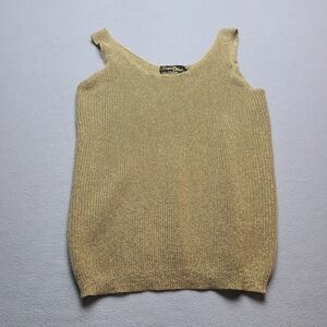 Christine Phillipe Knit Tank Top Womens Small‎ Gold Excellent Metallic Shimmer